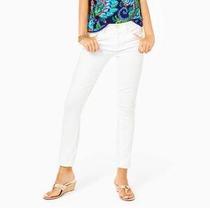 Lilly Pulitzer South Ocean Skinny Crop White Nautical Embroidered Jeans